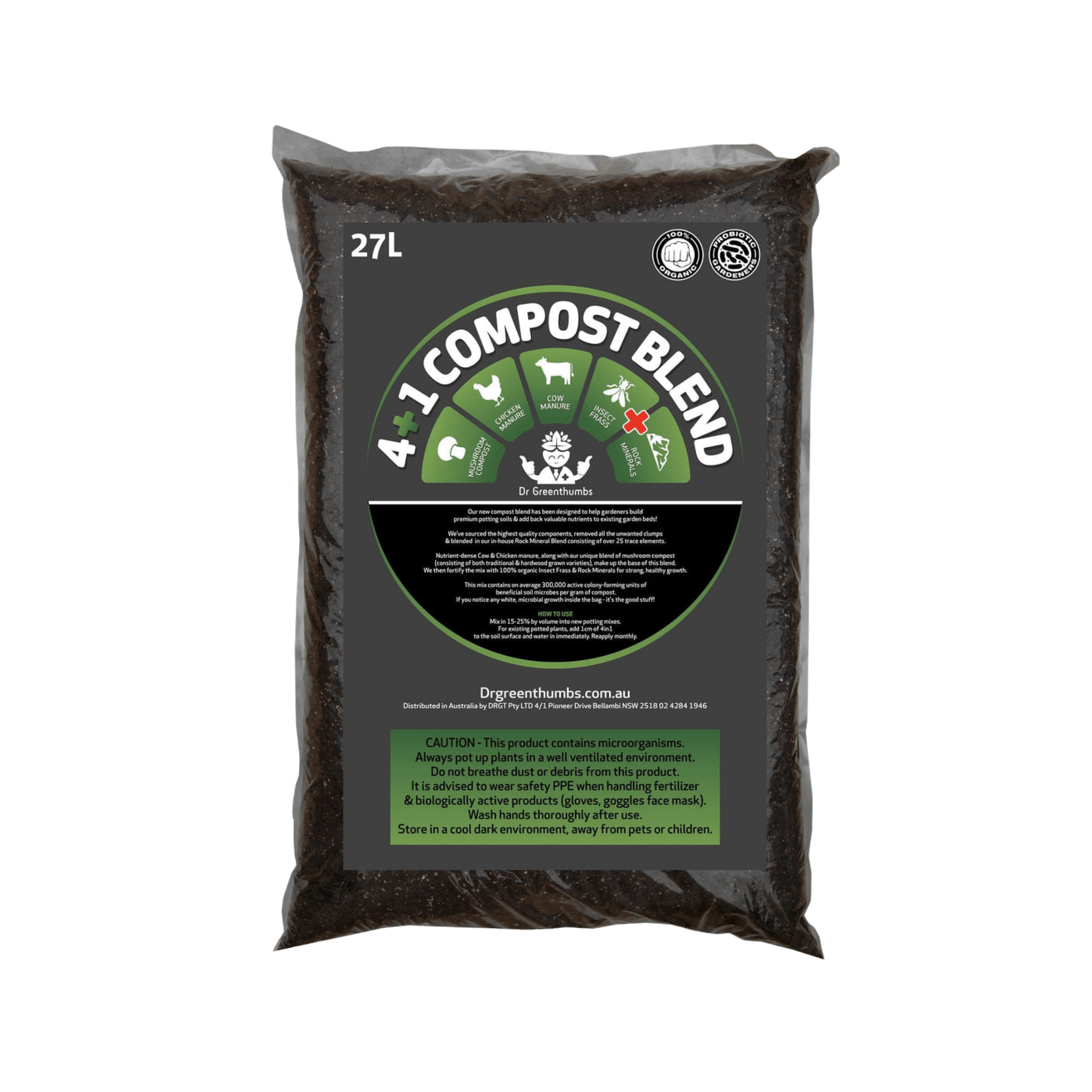Bag of 4-in-1 compost blend.
