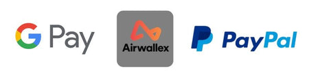 Logos for Google Pay, Airwallex, and PayPal.