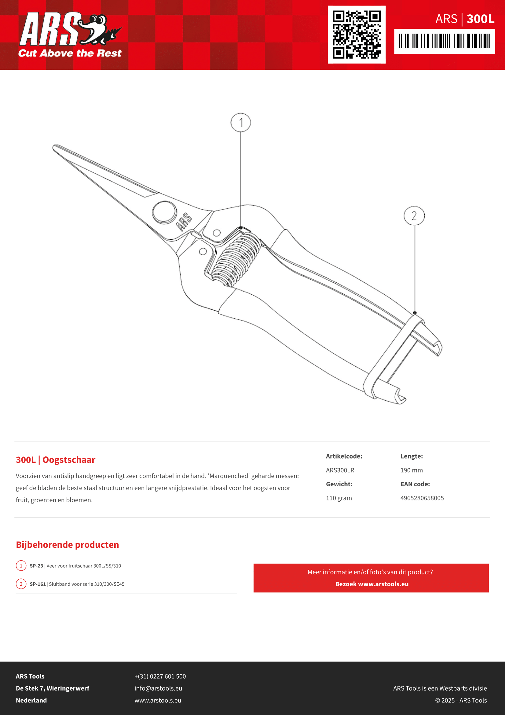 ARS Gardening Accessories > Propagation Tools > Secateurs & Scissors ARS Pruner AR300L