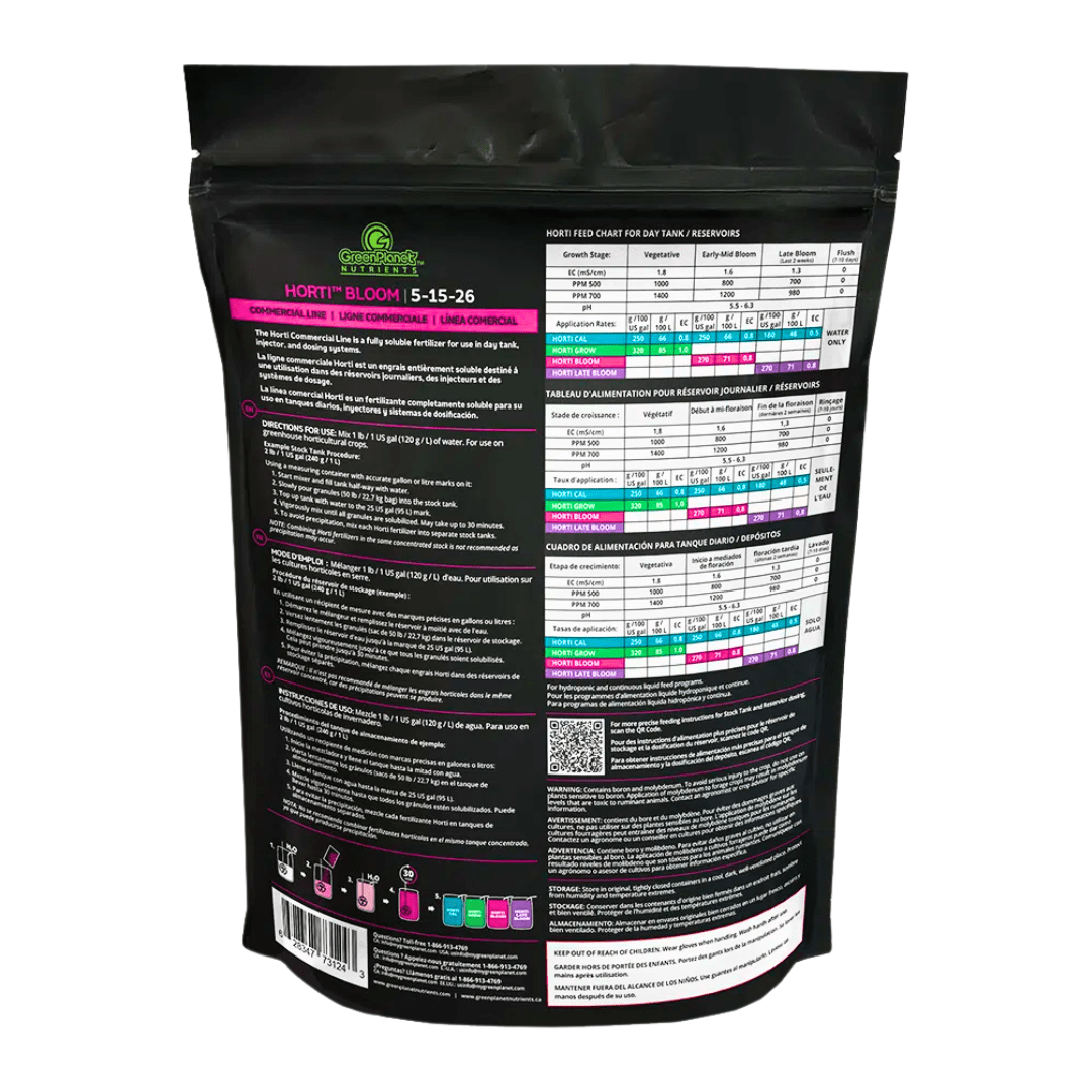 Green Planet Hydroponic Supplies > Hydroponic Nutrients > Base Nutrients 2.3kg Green Planet Horti Bloom 2.3kg | (5-15-26) + Mg + S + Micronutrients | Premium Dry Fertilizer for Early to Mid-Flowering Stages