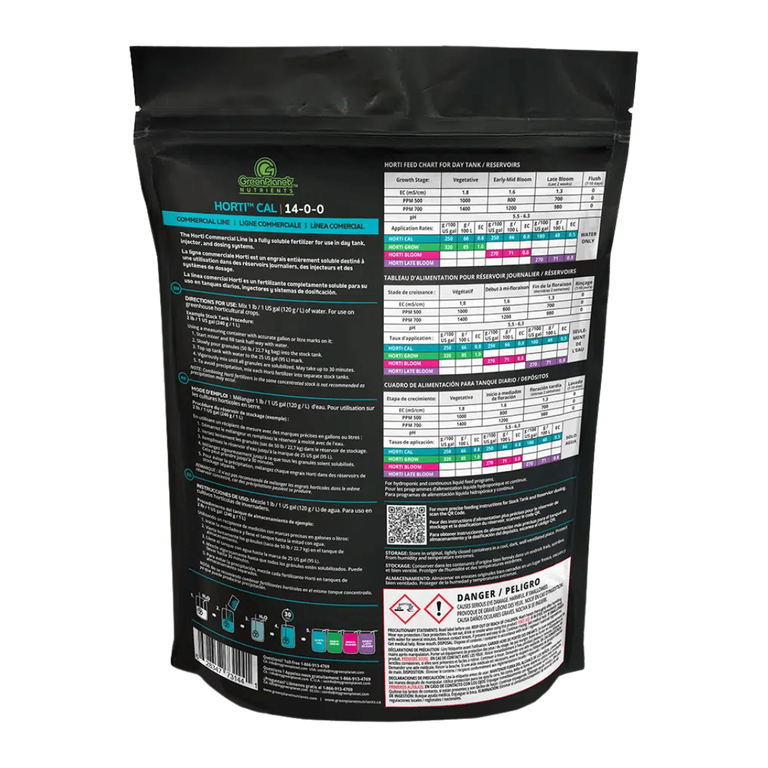 Green Planet Hydroponic Supplies > Hydroponic Nutrients > Base Nutrients 2.3kg Green Planet Horti Cal 2.3kg | 14-0-0 Calcium & Magnesium Dry Fertilizer | High-Nitrogen Supplement for Hydroponic & Soil Crops