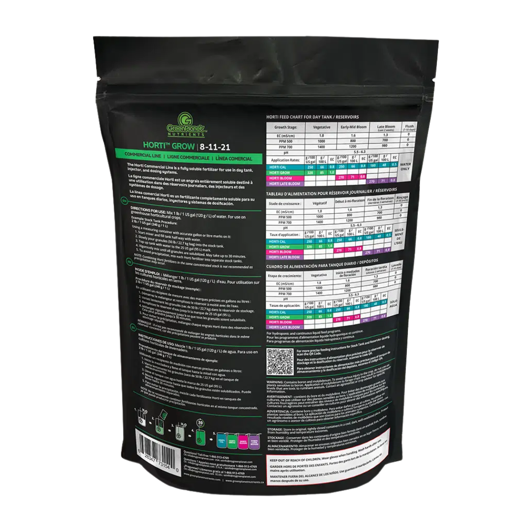 Green Planet Hydroponic Supplies > Hydroponic Nutrients > Base Nutrients 2.3kg Green Planet Horti Grow 2.3kg | (8-11-21) + Mg + S + Micronutrients | Premium Dry Fertilizer for Vegetative Stage