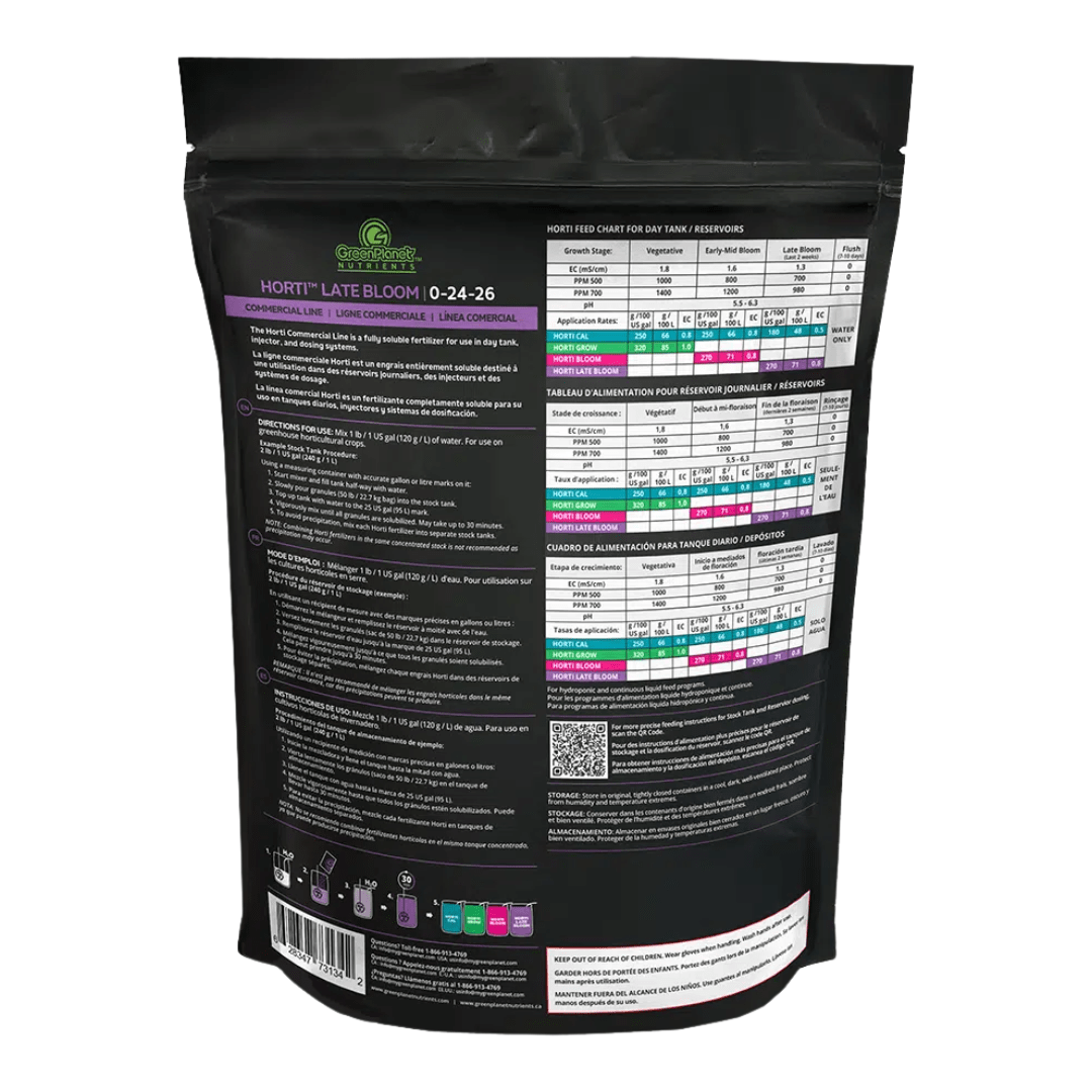 Green Planet Hydroponic Supplies > Hydroponic Nutrients > Base Nutrients 2.3kg Green Planet Horti Late Bloom 2.3kg | High-Potency Final Stage Fertilizer | 0-24-26 + Mg + S