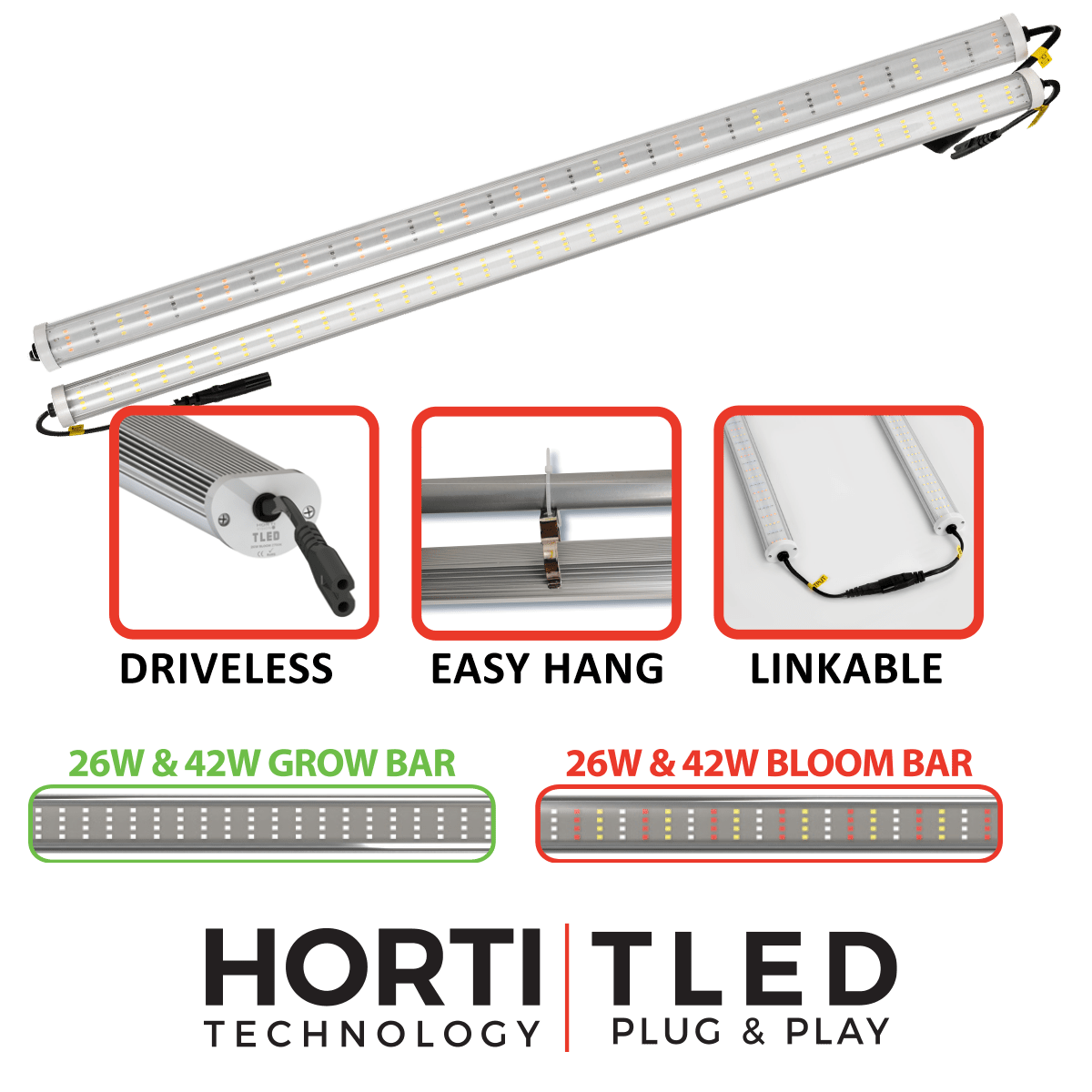 TLED 6500k LED Bar Light 26w 42w Grow Bloom