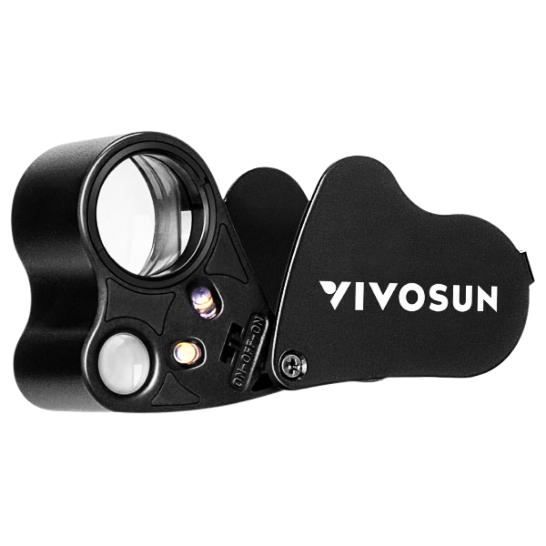Vivosun Hydroponic Supplies > Pest Control VIVOSUN Dual-Lens Foldable Jewelers Loupe Magnifier with LED Lights – 30X & 60X Precision