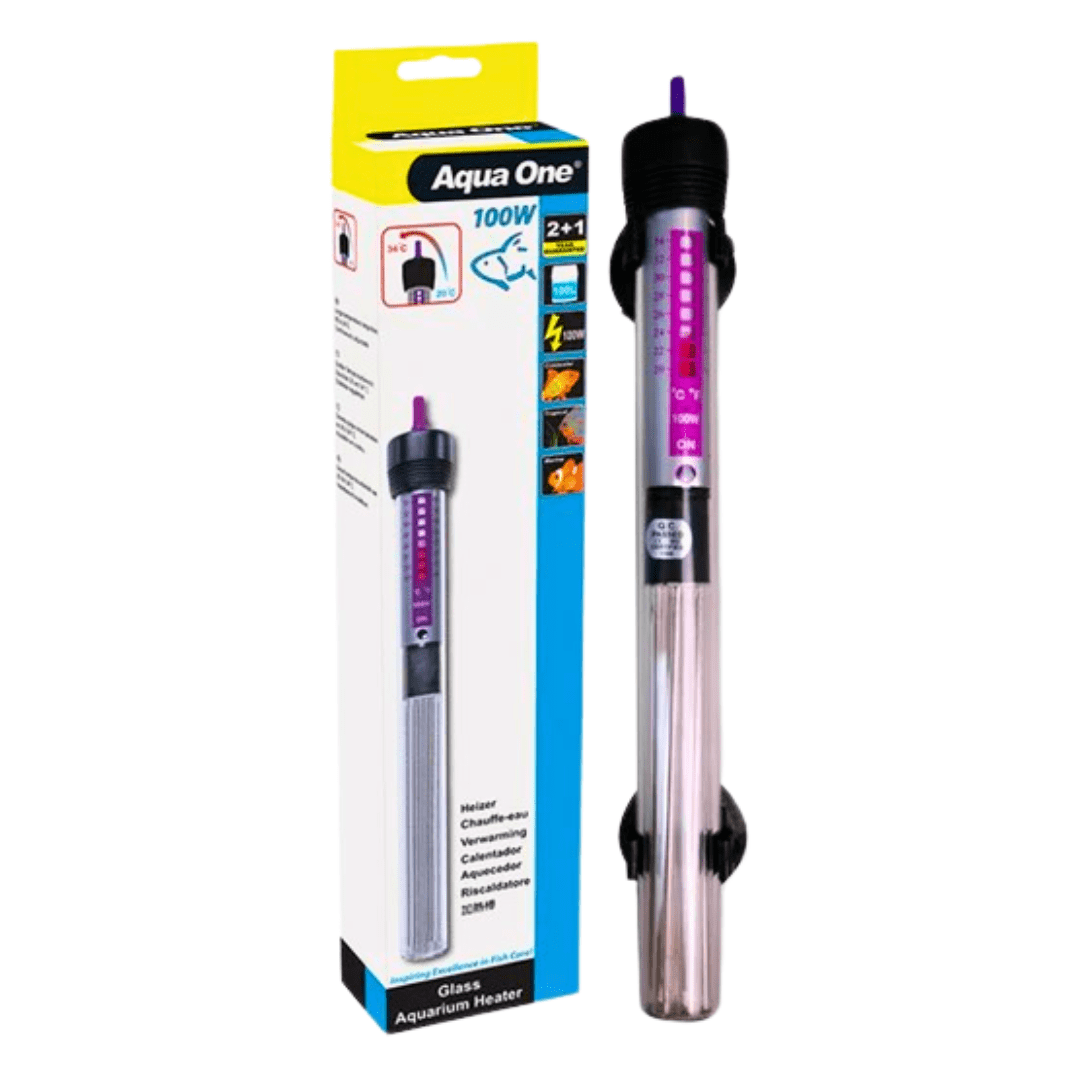 Aqua One Hydroponic Supplies > Pumps & Irrigation Supplies > Water Pumps Aqua One 100W Glass Aquarium Heater – Submersible & Thermostat-Controlled