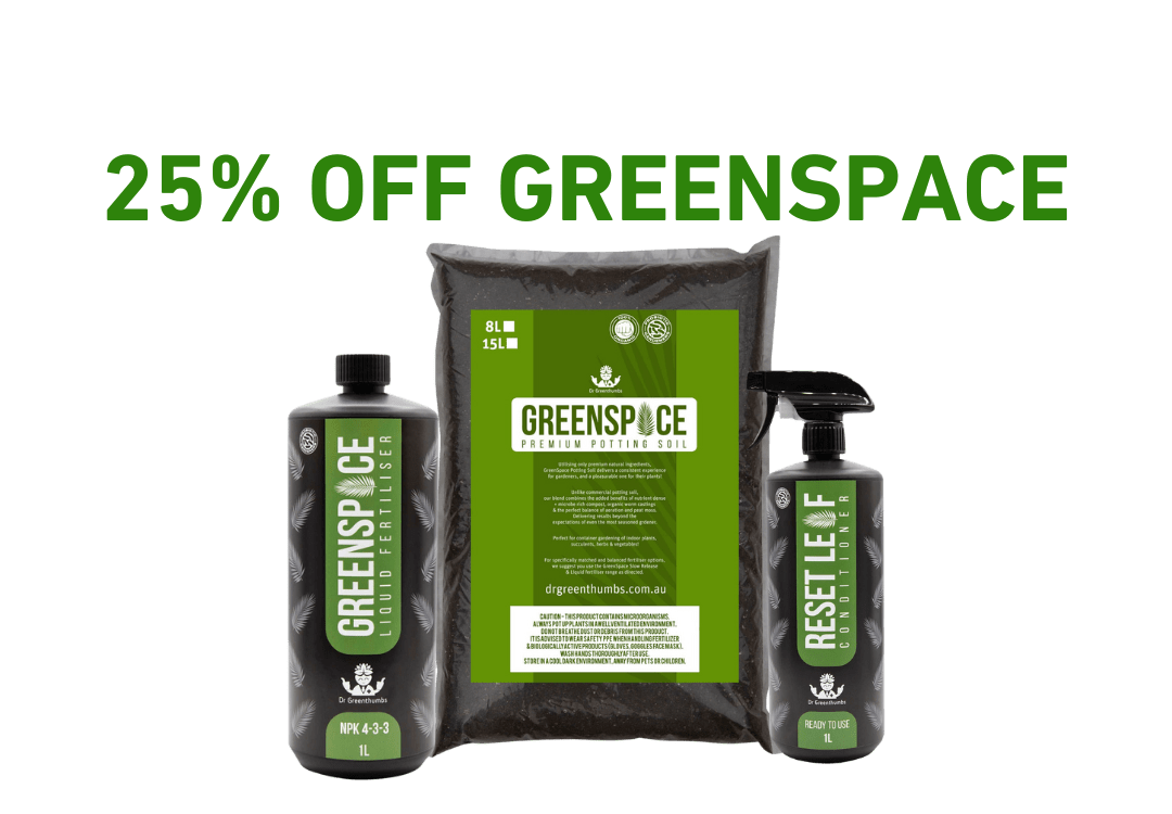Three bottles and a bag of Greenspace products.