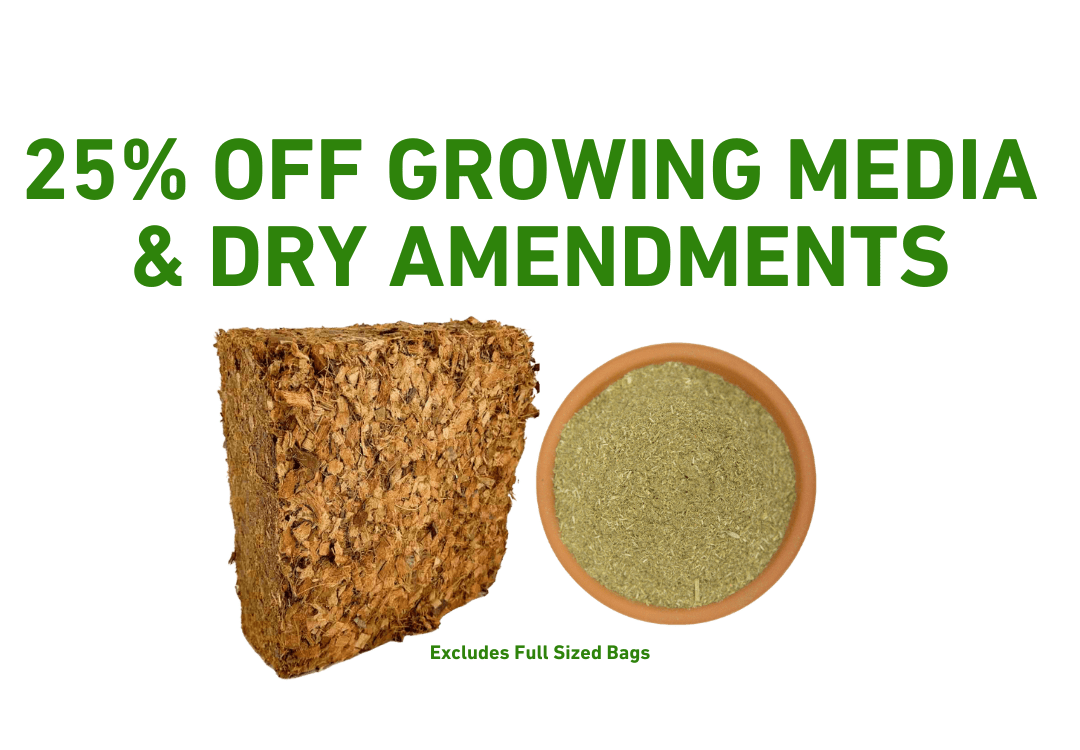 Block of growing media and bowl of dry amendments.
