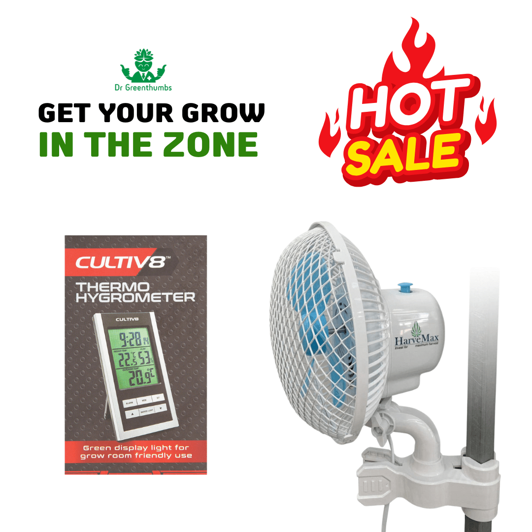 Combo Packs HarveMax Clip Fan & Cultiv8 Thermo-Hygrometer - 20% Off