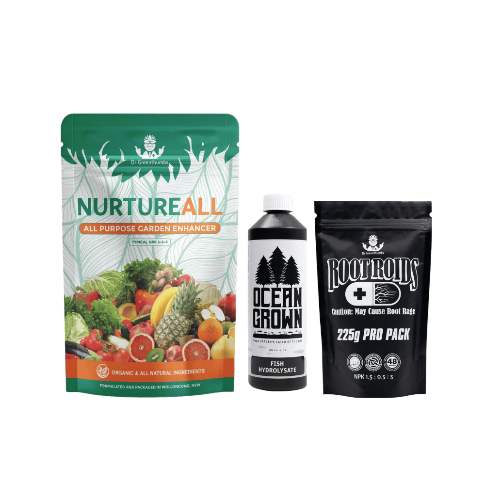 All-Year Garden Nutrition Kit – Organic Fertiliser & Root Suppor Bundle | $90