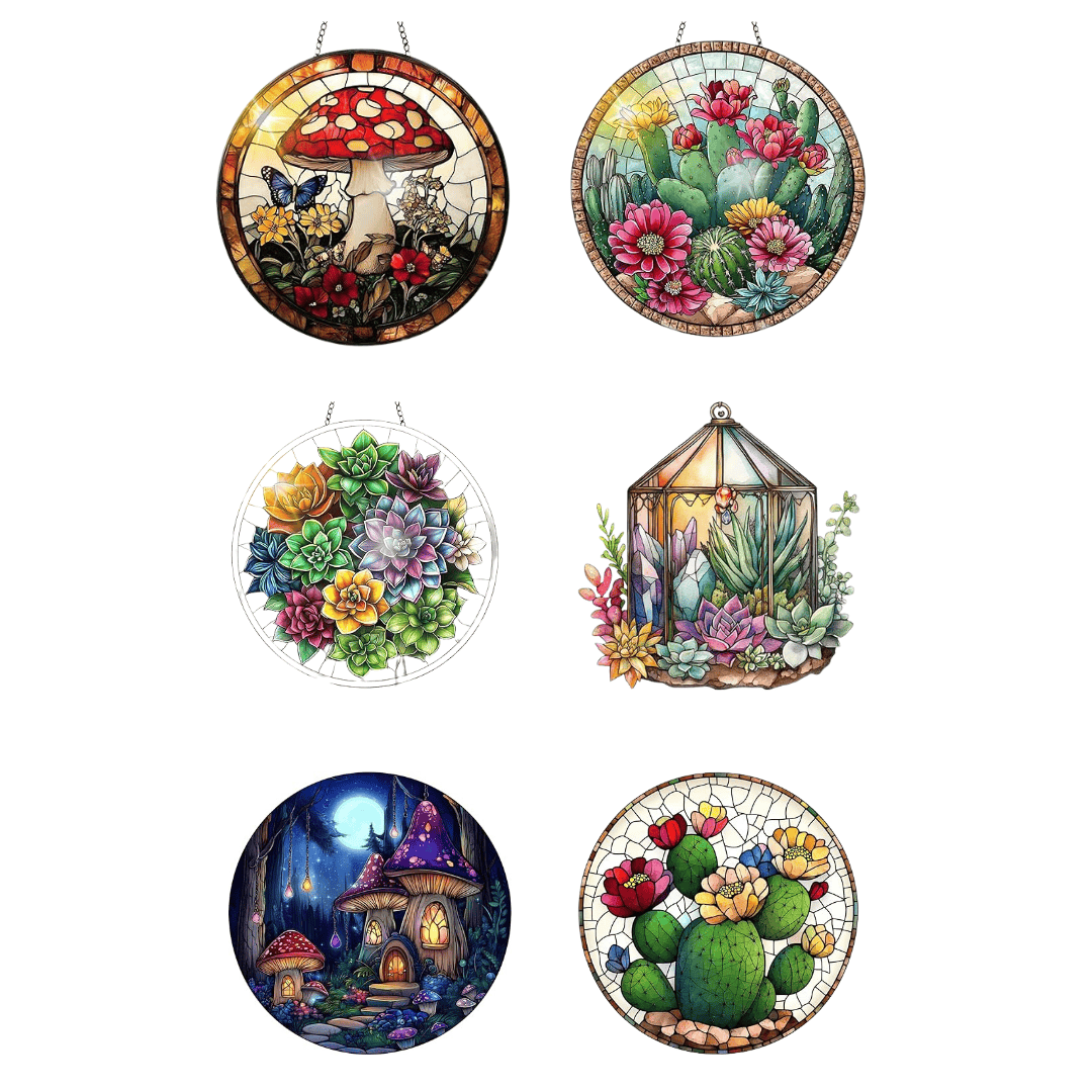 Misc Gardening Accessories > Clothing & Merchandise Whimsical Stained Glass Sun Catcher – Random Botanical or Fantasy Design