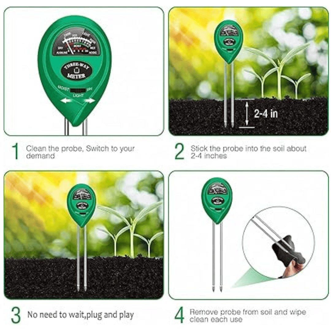 Misc Gardening Accessories > Environmental Monitoring 3-Way Soil Meter for pH, Moisture & Light Monitoring
