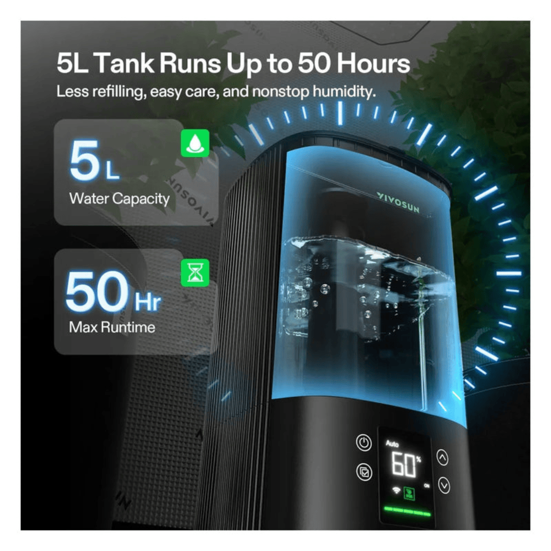 VIVOSUN AeroStream H05 5L Smart WiFi Grow Tent Humidifier with VPD Control
