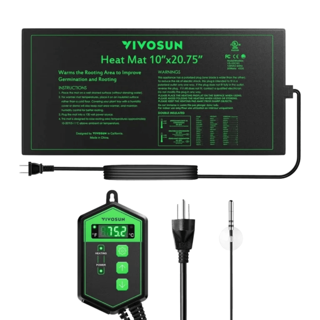 Vivosun Gardening Accessories > Propagation Tools > Heat Mats & Thermostats VIVOSUN Seedling Heat Mat with Digital Thermostat – 10" x 20.75" | Precision Germination & Indoor Gardening Excellence