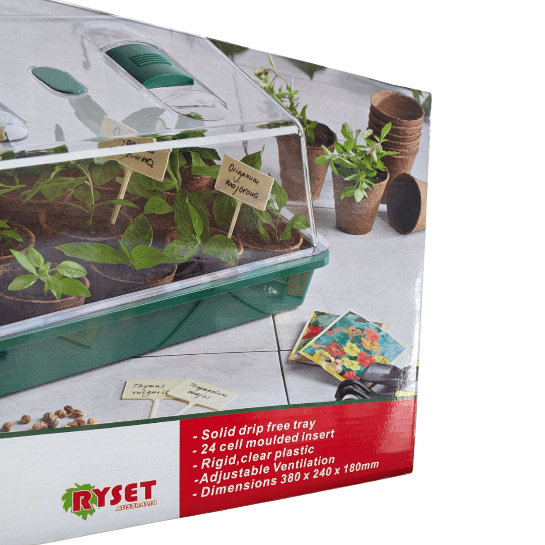 Ryset Gardening Accessories > Propagation Tools > Trays & Humidity Domes Large Seedling Propagator Box with 24 Cell Insert – Mini Greenhouse for Seedlings, Cuttings & Plant Propagation