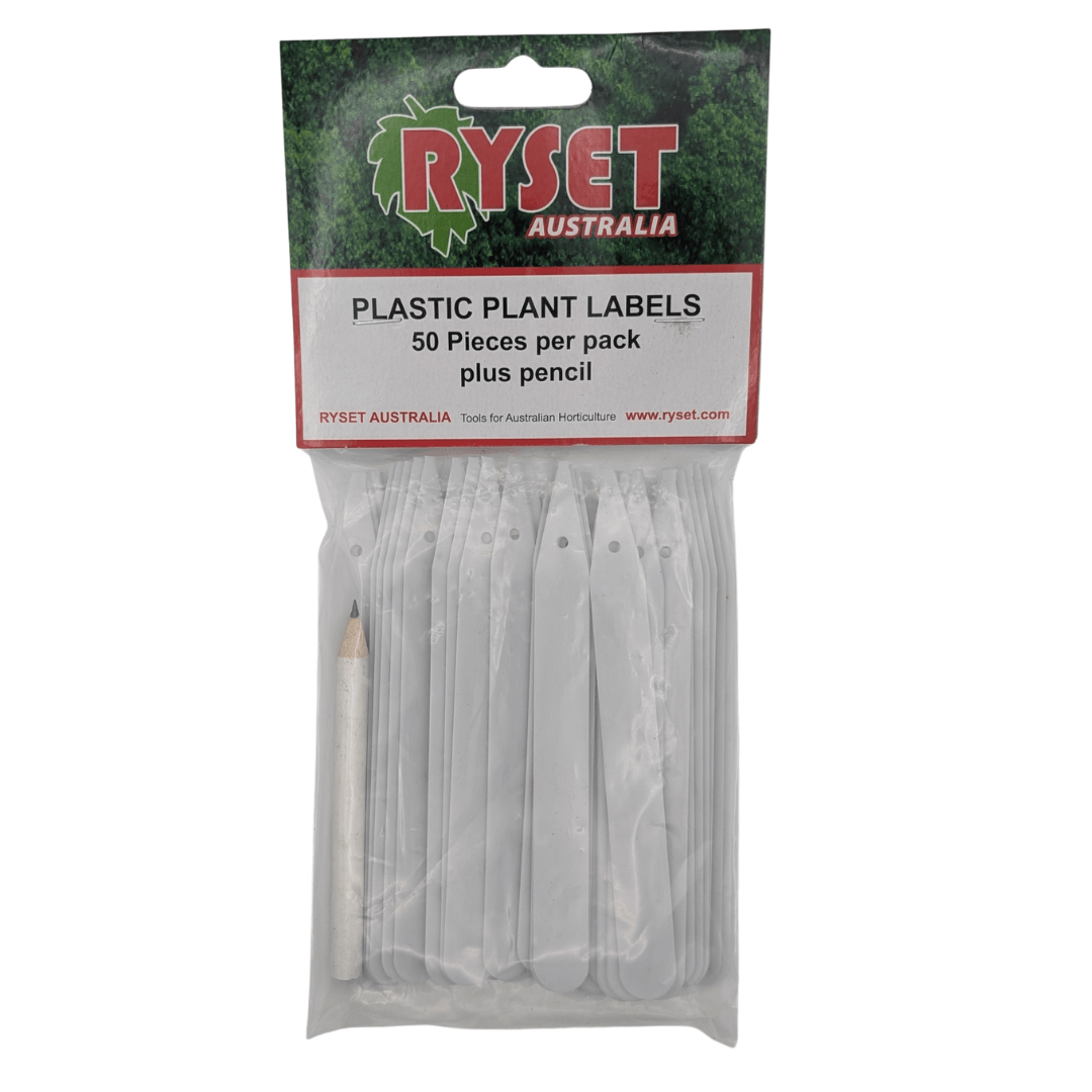 Ryset Gardening Accessories > Ties & Plant Labels Plastic Plant Labels with Pencil – 50 Pack UV Stabilised Garden Markers (120mm x 13mm)