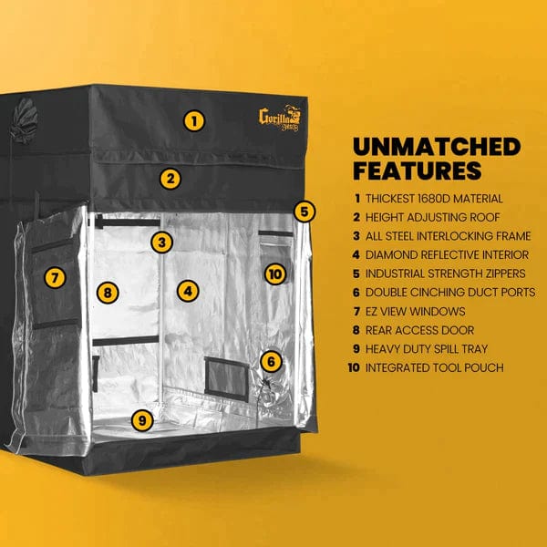 Gorilla Grow Tents Gorilla Shorty Grow Tent 4 x 8ft (150CM to 172CM Tall) - Best for Low Ceilings!