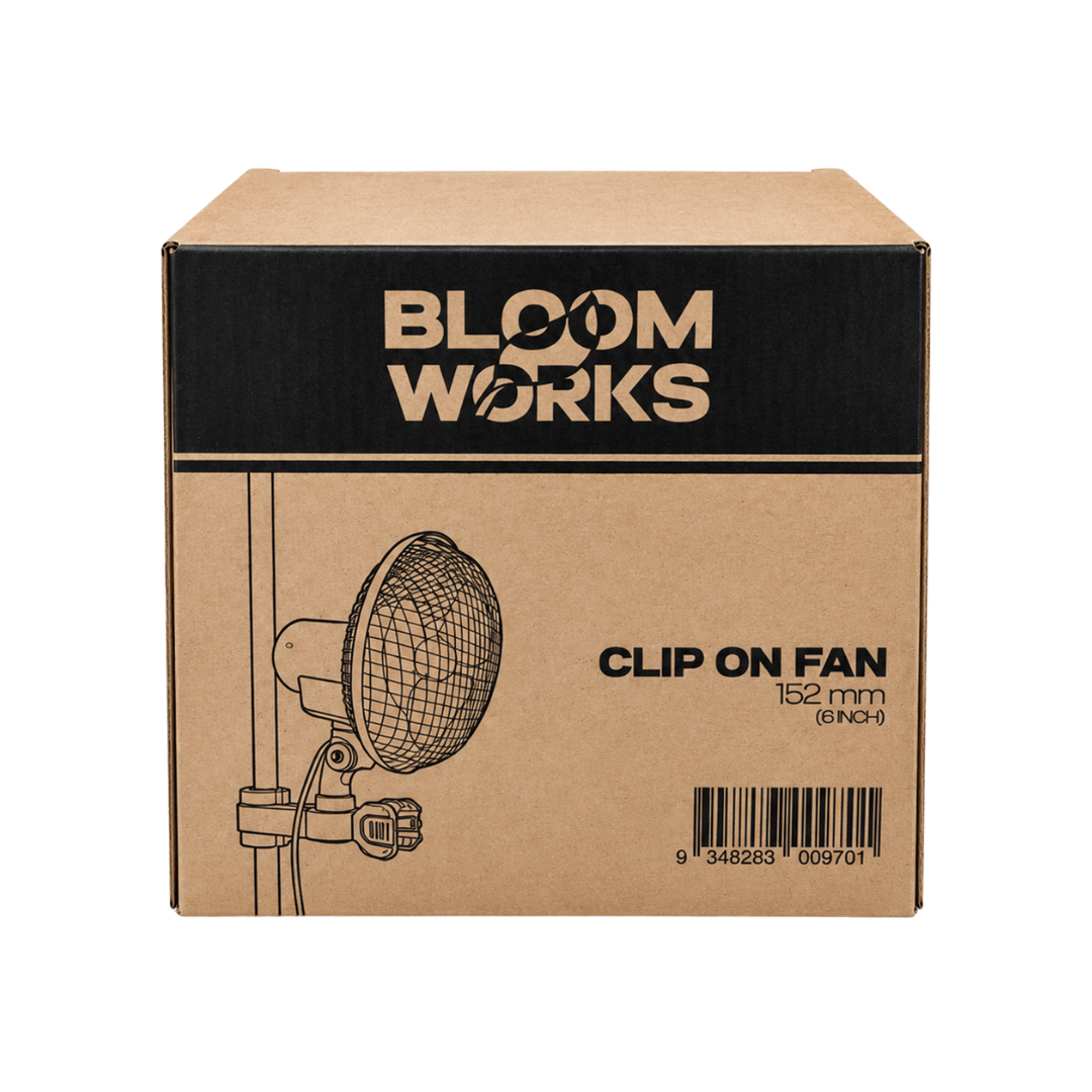 Bloom Works 20W Oscillating Clip Fan – 6 Inch Grow Tent Fan with 2 Speeds for Indoor Plants & Horticulture