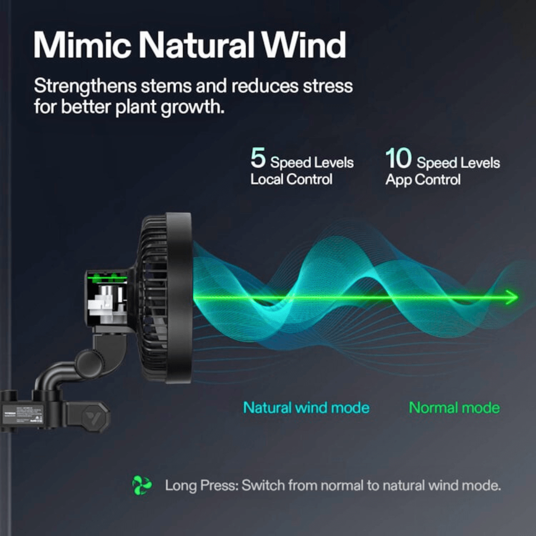 Vivosun Hydroponic Supplies > Environment > Clip On Fans VIVOSUN AeroWave E6 6" Clip-On Oscillating Grow Tent Fan with EC Motor, Smart Control & Natural Wind Mode