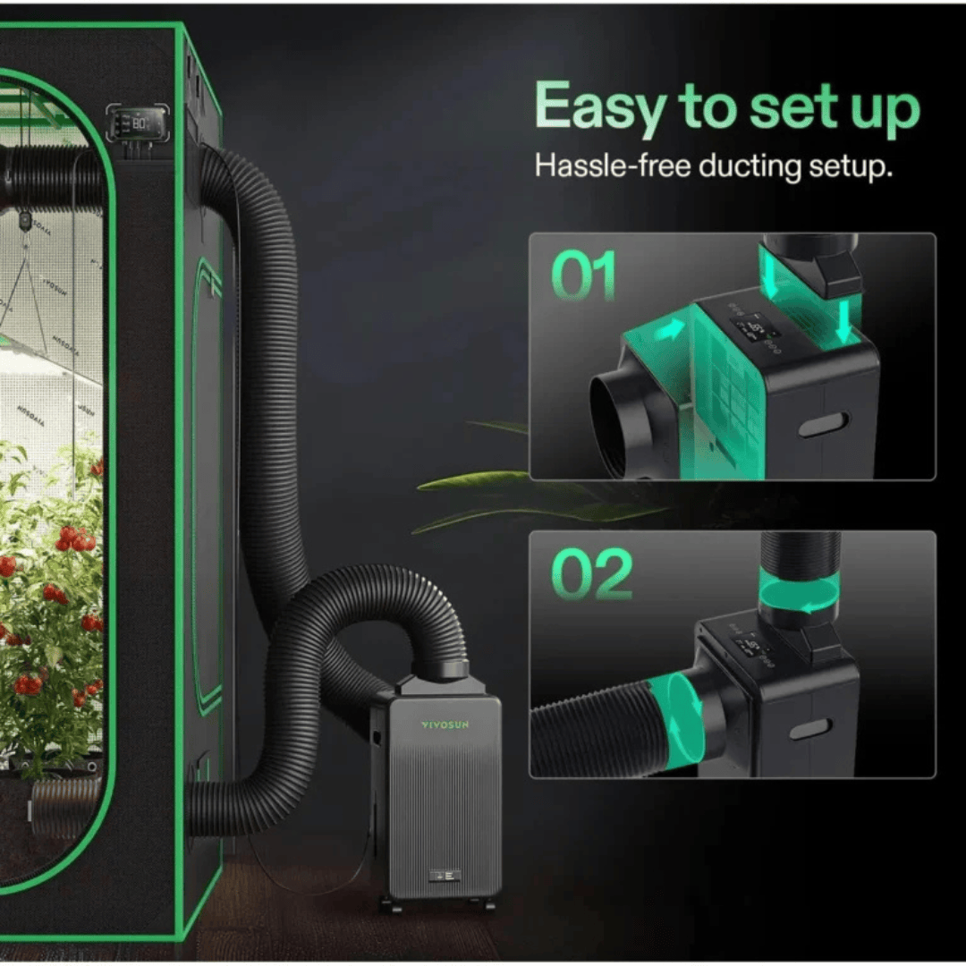 Vivosun Hydroponic Supplies > Environment > Environmental Control VIVOSUN AeroDrain D12 Smart Dehumidifier – 12L/Day with 2L Tank, Sensor Probe & App Control for Grow Tents