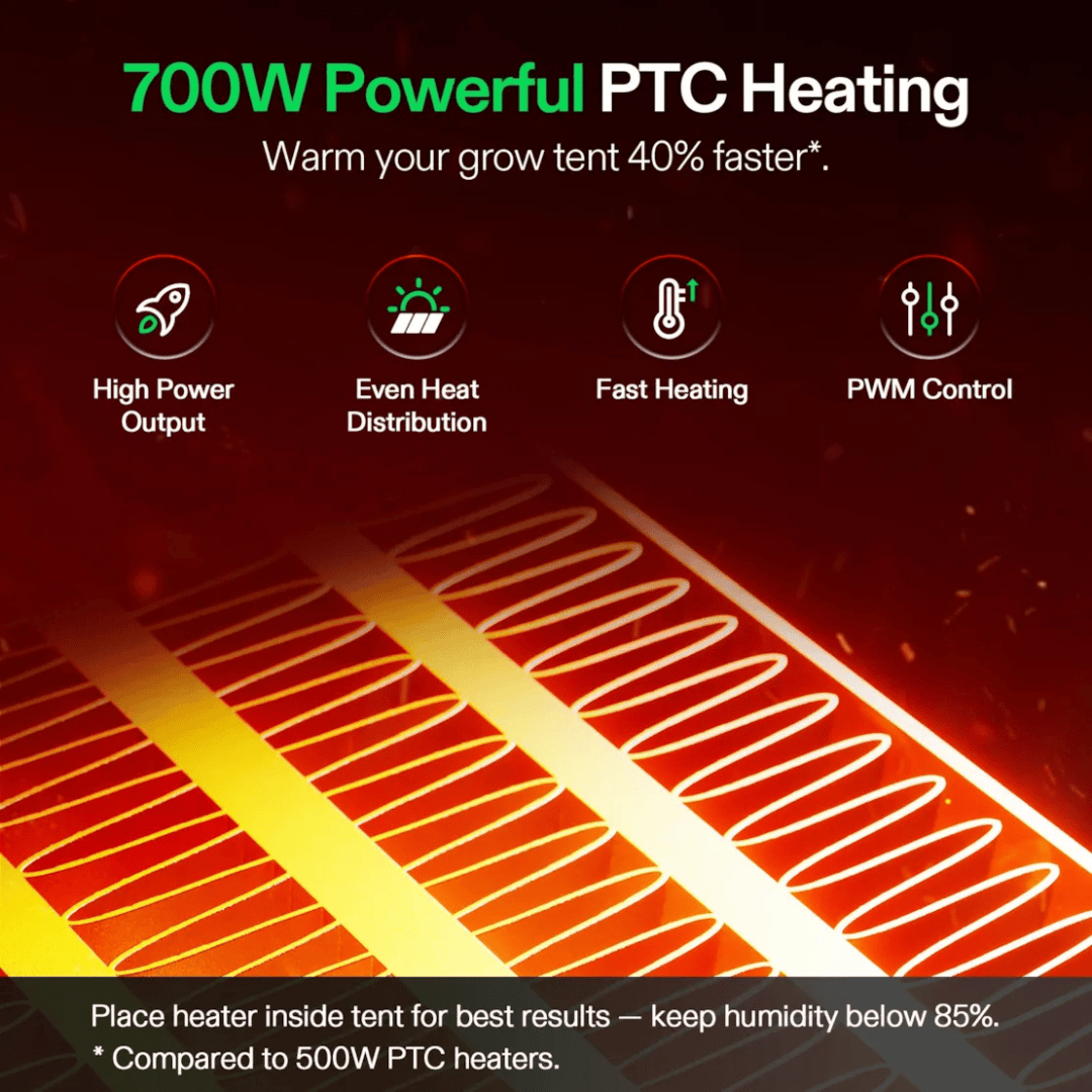 Vivosun Hydroponic Supplies > Environment > Environmental Control VIVOSUN AeroFlux Grow Tent Heater 700W Smart PTC Heater with VPD Control, App Monitoring & Safety Protection