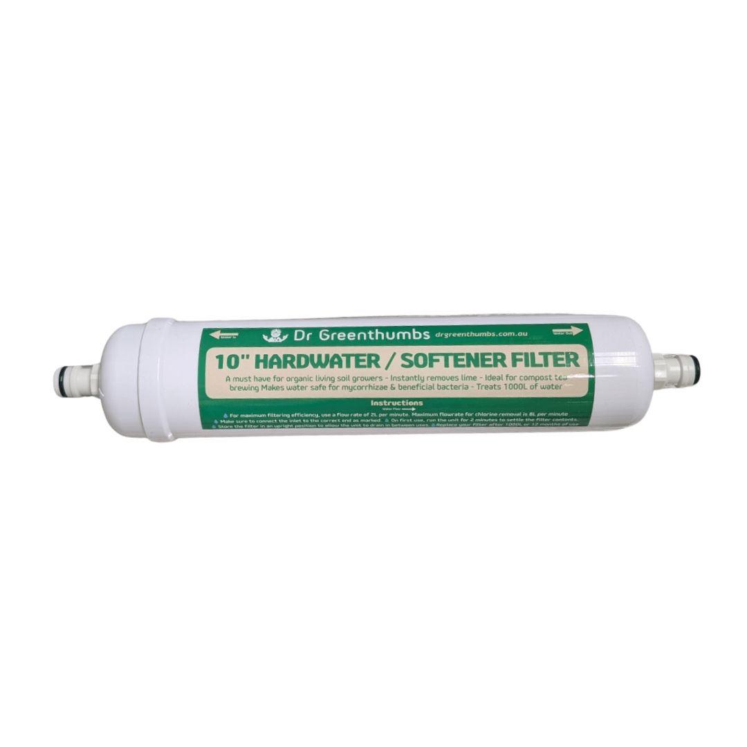 Dr Greenthumbs Hydroponic Supplies > Pumps & Irrigation Supplies > Irrigation Hose & Fittings 10" Water Softener Filter (For Hardwater) Chlorine & Sediment Remover (Attach to your garden hose!)