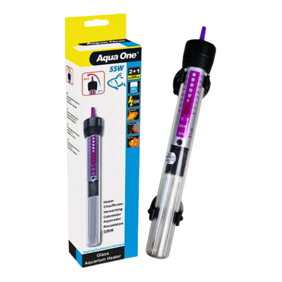 Aqua One Hydroponic Supplies > Pumps & Irrigation Supplies > Water Pumps Aqua One 55W Aquarium Heater – Submersible, Thermostat-Controlled for Reservoirs & Fish Tanks