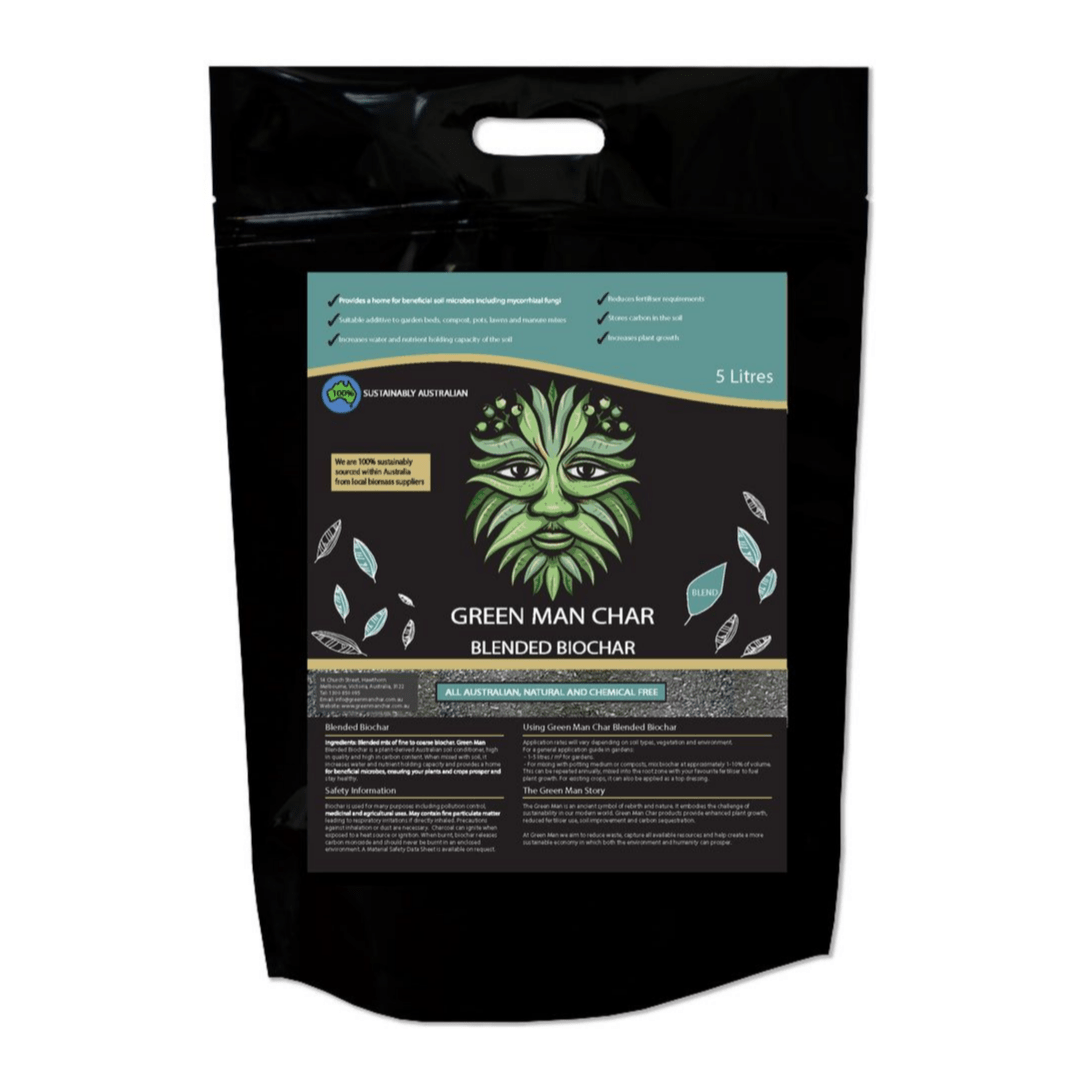 Green Man Char Organic Gardening > Dry Amendments Green Man Char Blended Biochar 5L – Premium Soil Conditioner for Healthier Plants