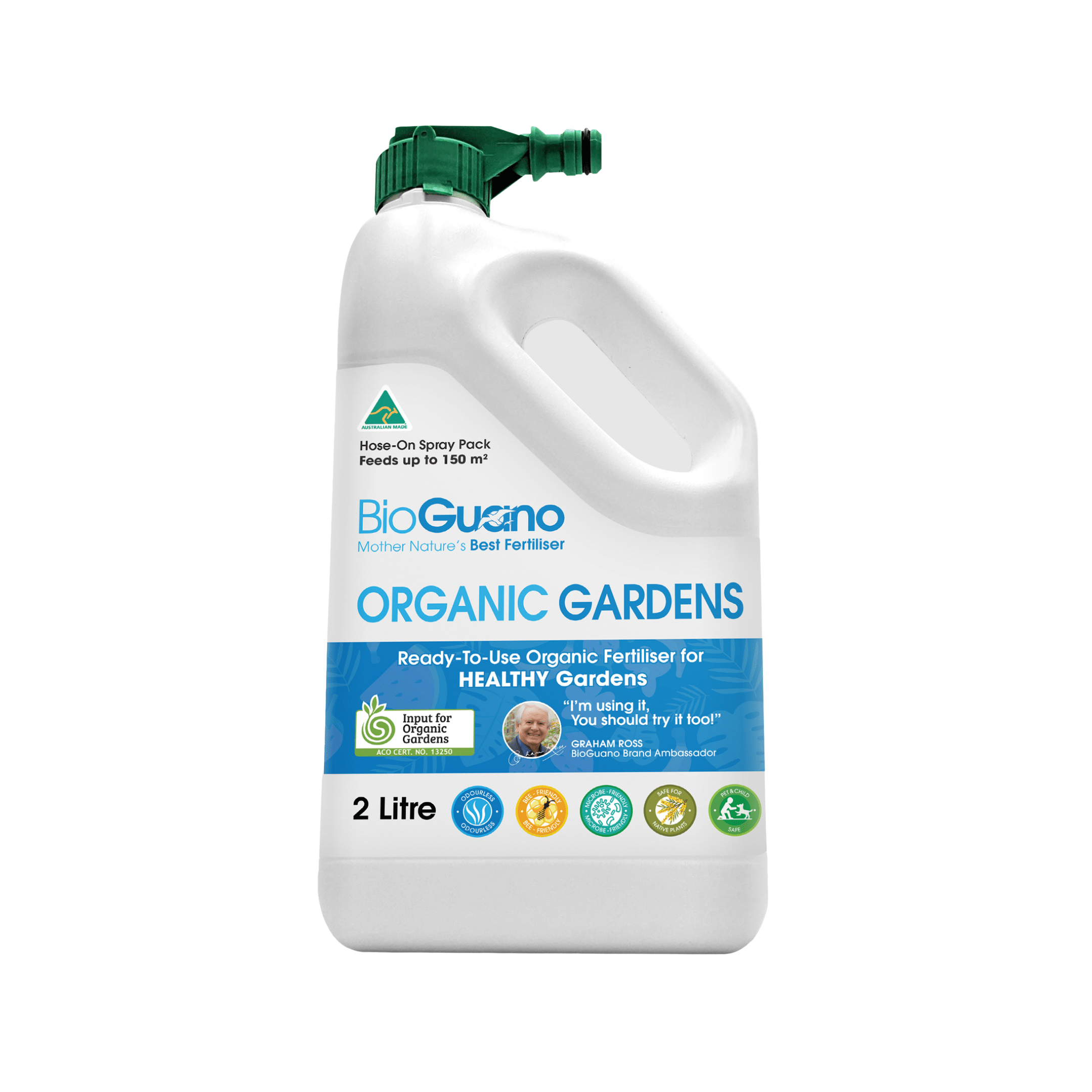 BioGuano Organic Gardening > Liquid Fertilisers 2L Hose On BioGuano+ Phosphorus Fertilizer - Garden Spray Pack 2L