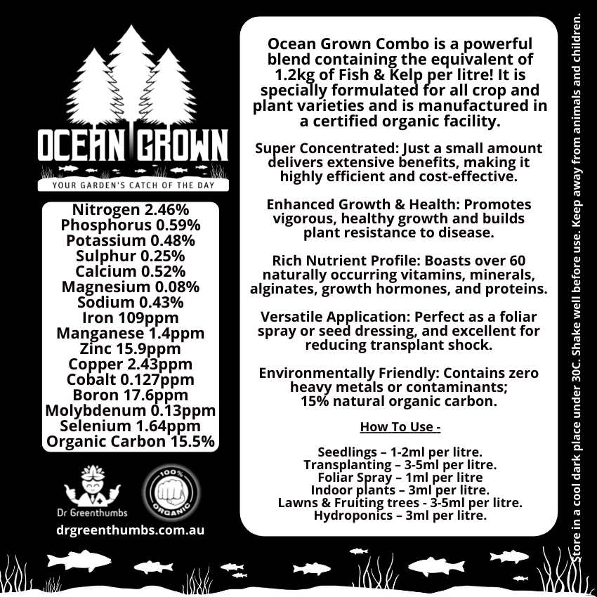 Dr Greenthumbs Organic Gardening > Liquid Fertilisers Ocean Grown - Fish & Kelp Combo (All-In-One)