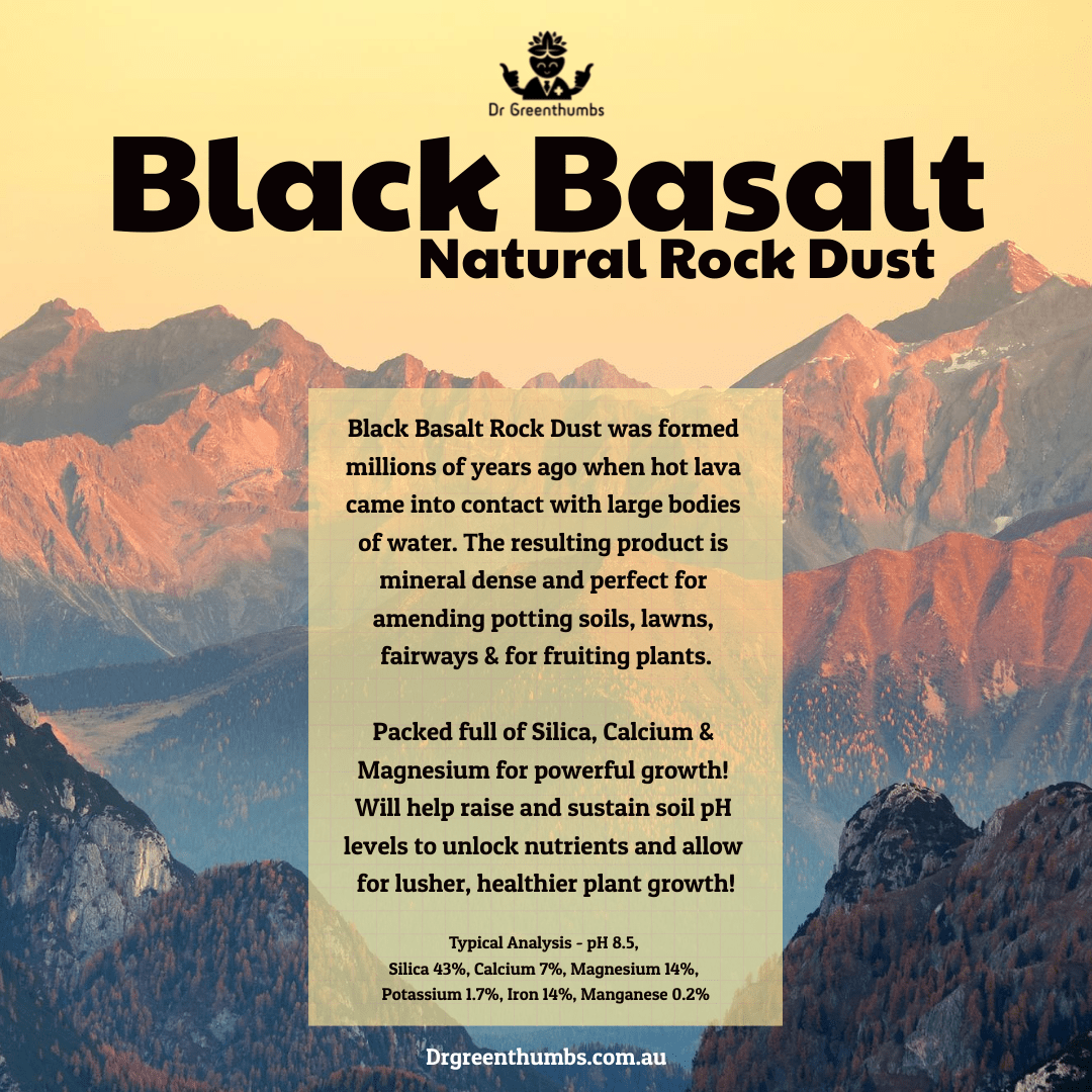 Dr Greenthumbs Soil Amendments Black Basalt Rock Dust (High Calcium & Magnesium) NEW!